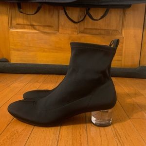 Zara crystal heeled sock black boots-like new only used once